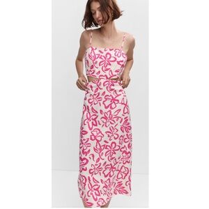 Mango Cut-out Linen-blend dress Size Small